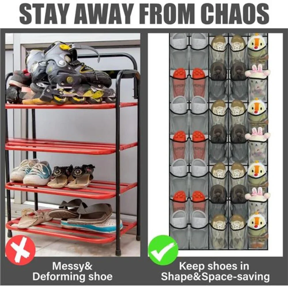 Over The Door Shoe Organizer 40 Pocket Hanging Mesh Storage Rack Space Saving
